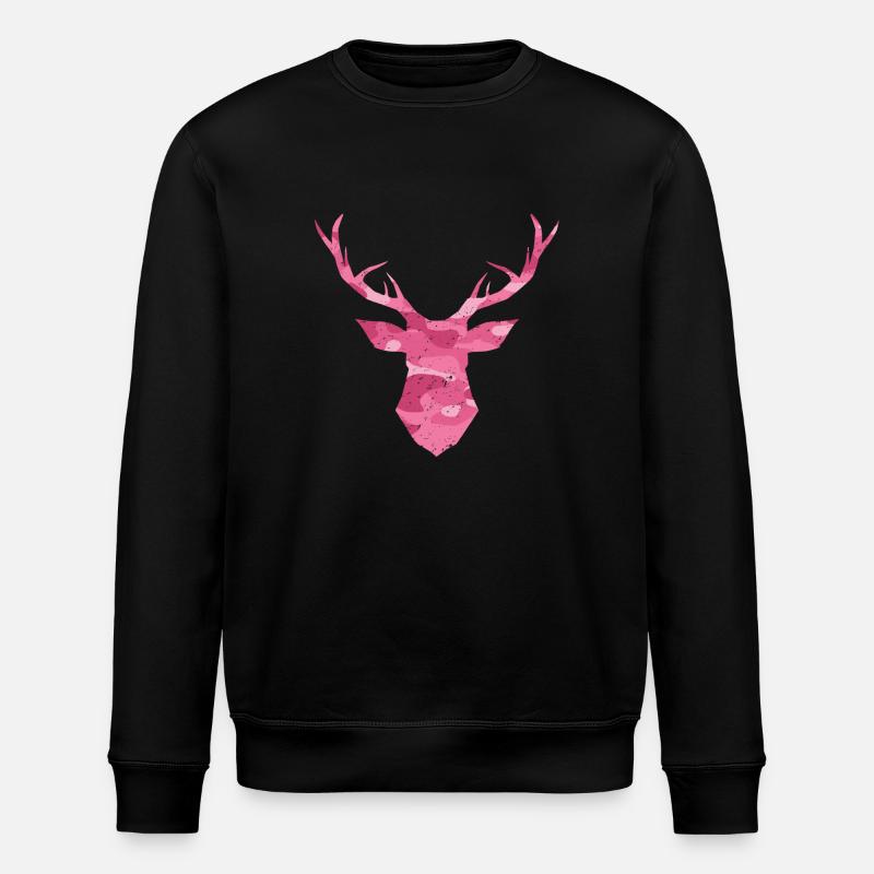 Hirschkopf Geweih Camouflage pink - Stanley/Stella Unisex Bio-Sweatshirt ROLLER - Schwarz