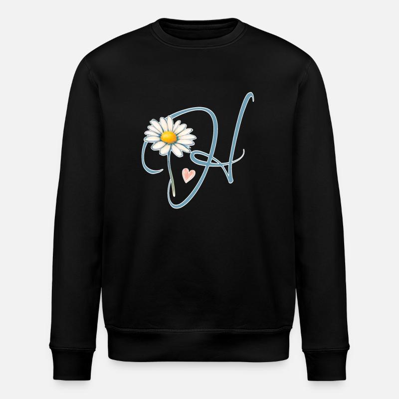Buchstabe H Gänseblümchen Herz - Stanley/Stella Unisex Bio-Sweatshirt ROLLER - Schwarz