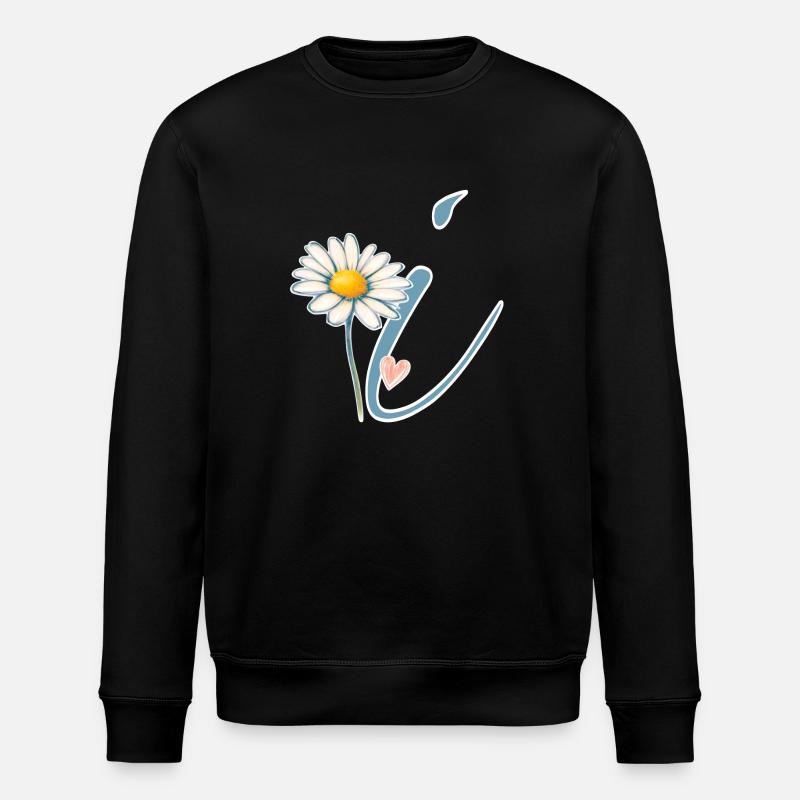 Letter i Daisy Heart - Stanley/Stella ROLLER Unisex Organic Sweatshirt - black