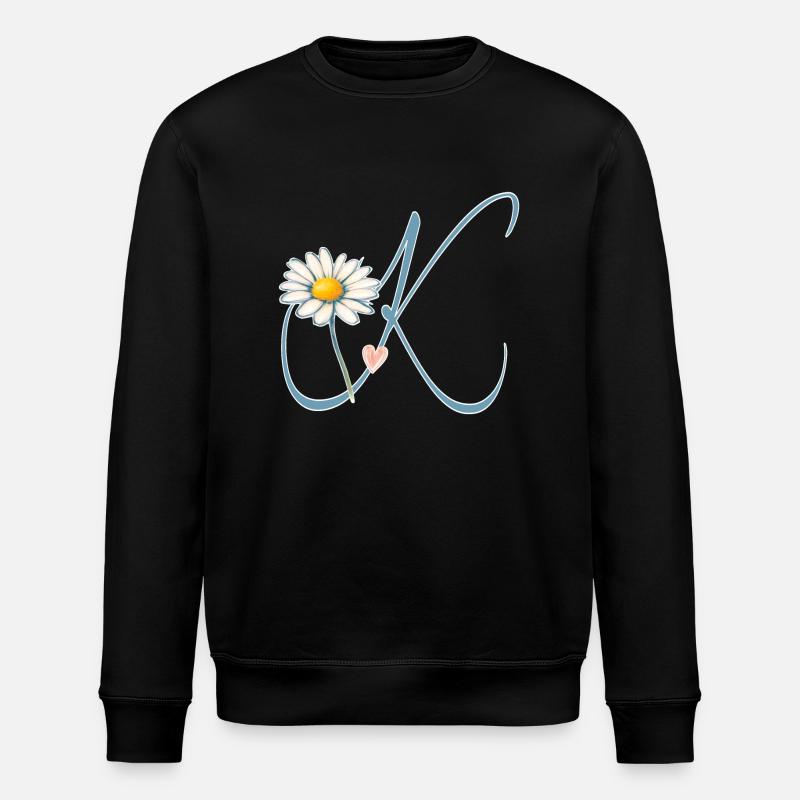 Buchstabe K Gänseblümchen Herz - Stanley/Stella Unisex Bio-Sweatshirt ROLLER - Schwarz