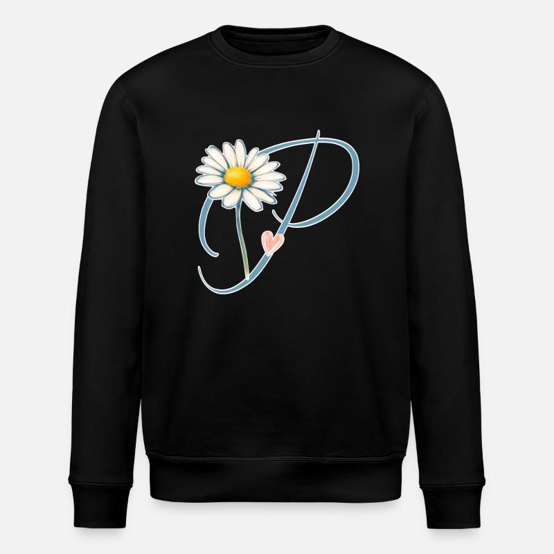 Buchstabe P Gänseblümchen Herz - Stanley/Stella Unisex Bio-Sweatshirt ROLLER - Schwarz