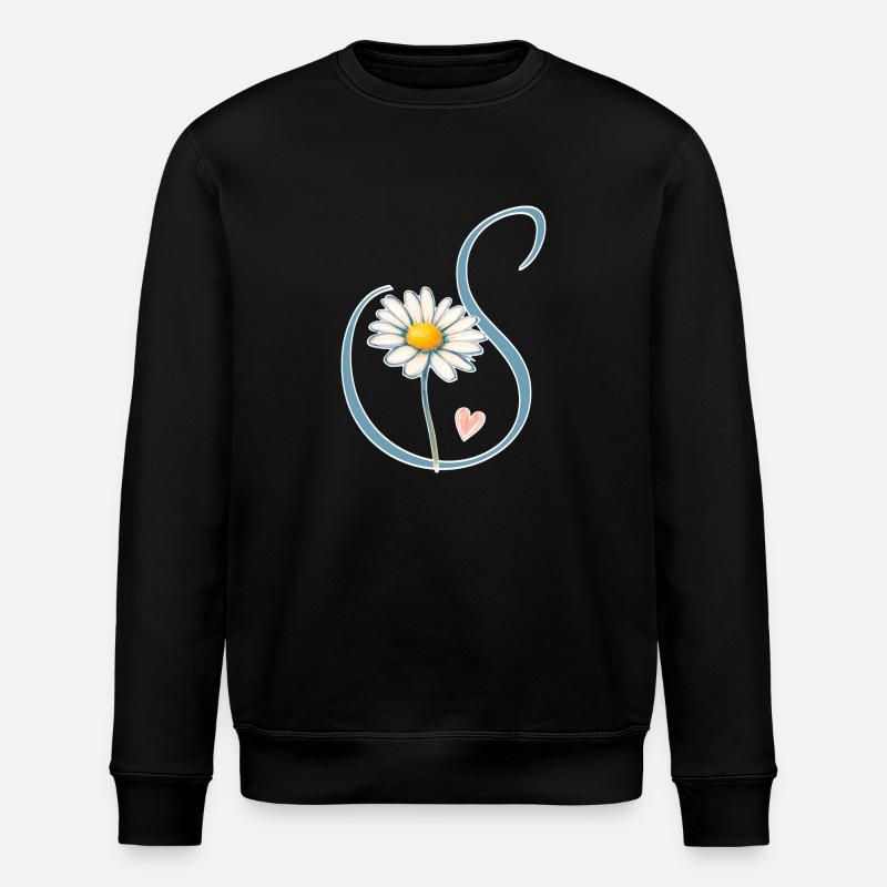 Buchstabe S Gänseblümchen Herz - Stanley/Stella Unisex Bio-Sweatshirt ROLLER - Schwarz