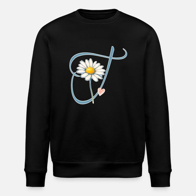 Lettre T Daisy Heart - Sweat bio ROLLER Stanley/Stella Unisexe - noir
