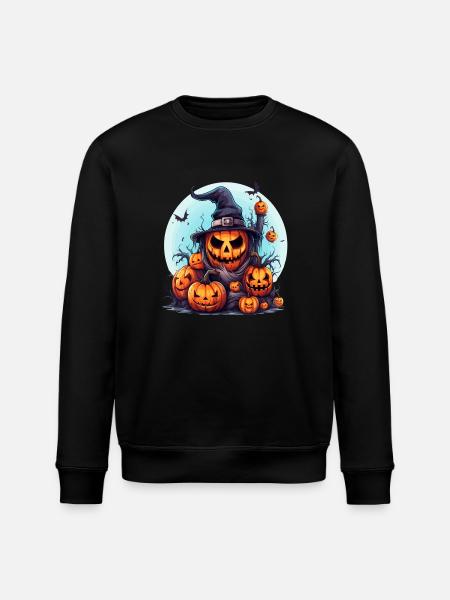 Uhyggelig Halloween græskar familie flagermus - Stanley/Stella økologisk unisex-sweatshirt ROLLER - sort