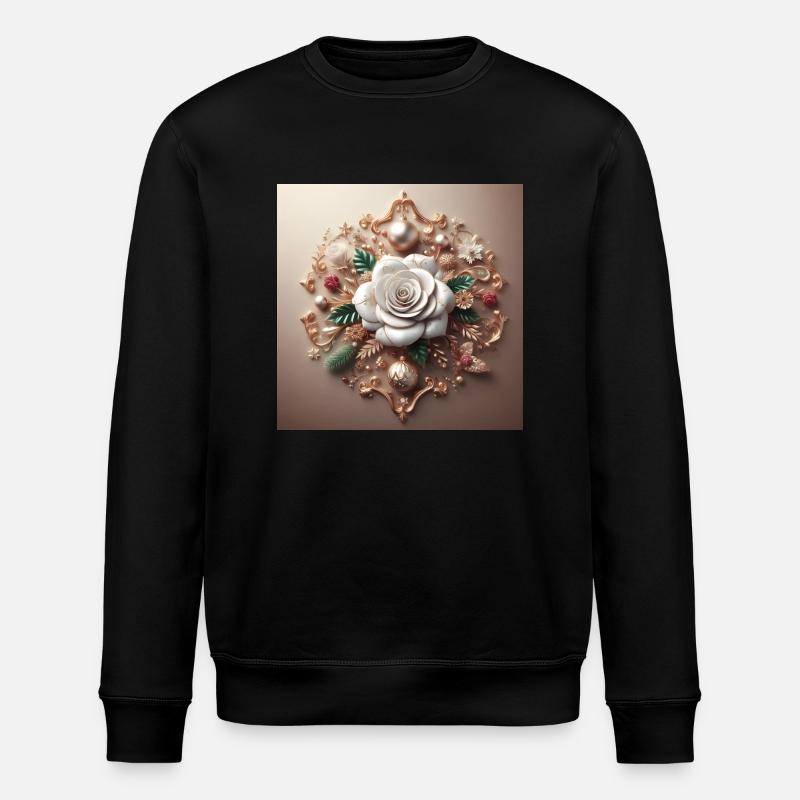 Fleur blanche - Sweat bio ROLLER Stanley/Stella Unisexe - noir