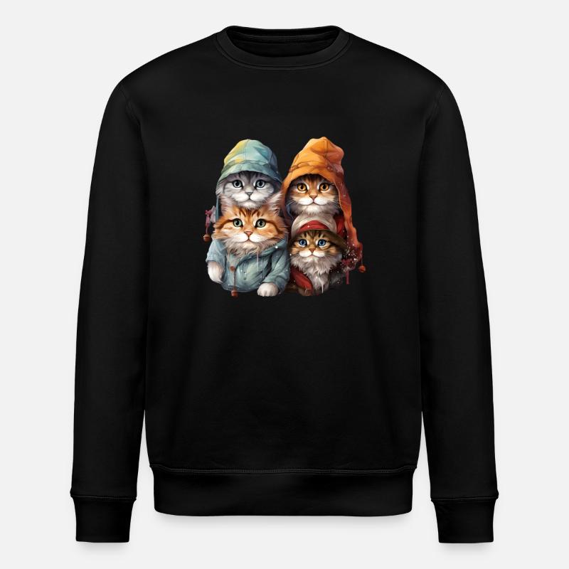 4 niedliche Katzenbabys - Stanley/Stella Unisex Bio-Sweatshirt ROLLER - Schwarz
