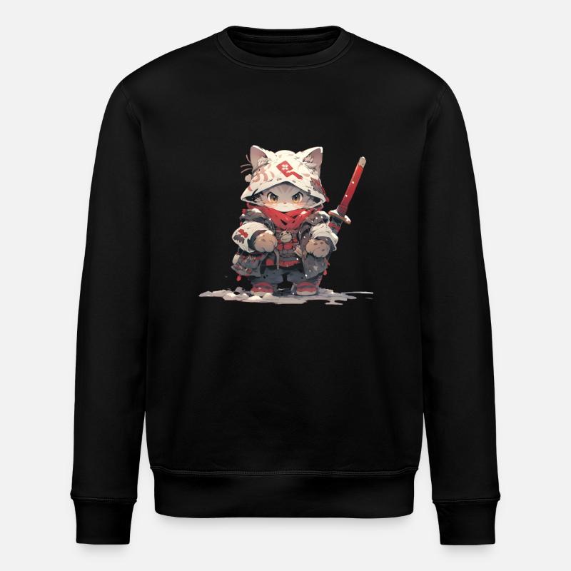 Chat mignon samouraï - Sweat bio ROLLER Stanley/Stella Unisexe - noir