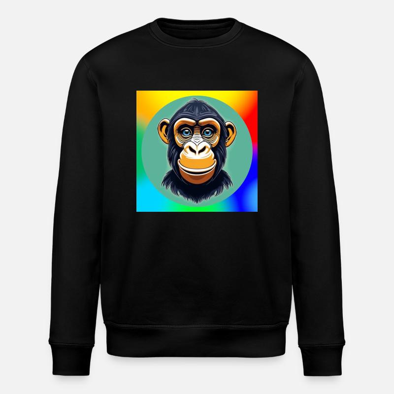 Schimpansen-Karikatur - Stanley/Stella Unisex Bio-Sweatshirt ROLLER - Schwarz