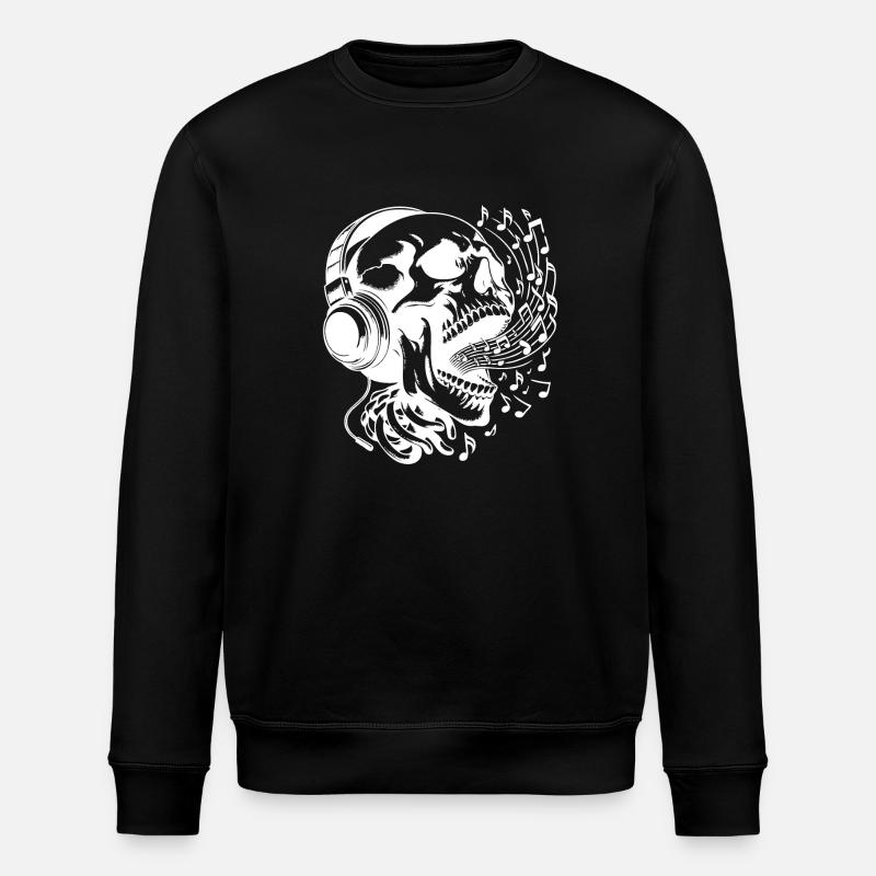 Vanitas Singing Skull Headphones - Stanley/Stella ROLLER Unisex Organic Sweatshirt - black