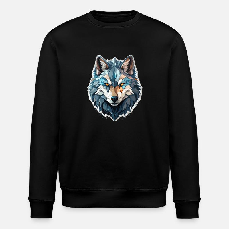 Wolf - Illustration - Stanley/Stella ROLLER Unisex Organic Sweatshirt - black