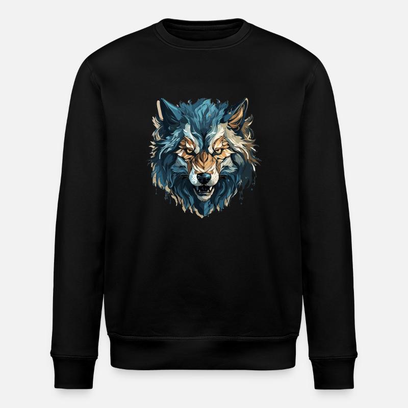 Loup - Illustration - Sweat bio ROLLER Stanley/Stella Unisexe - noir