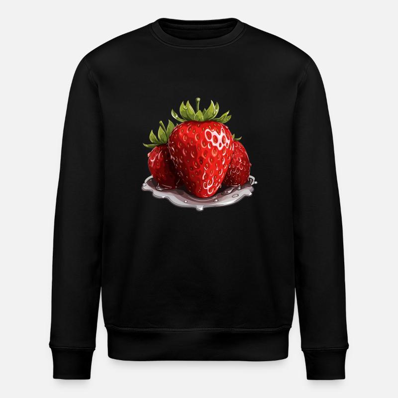 Erdbeere - Illustration - Stanley/Stella Unisex Bio-Sweatshirt ROLLER - Schwarz