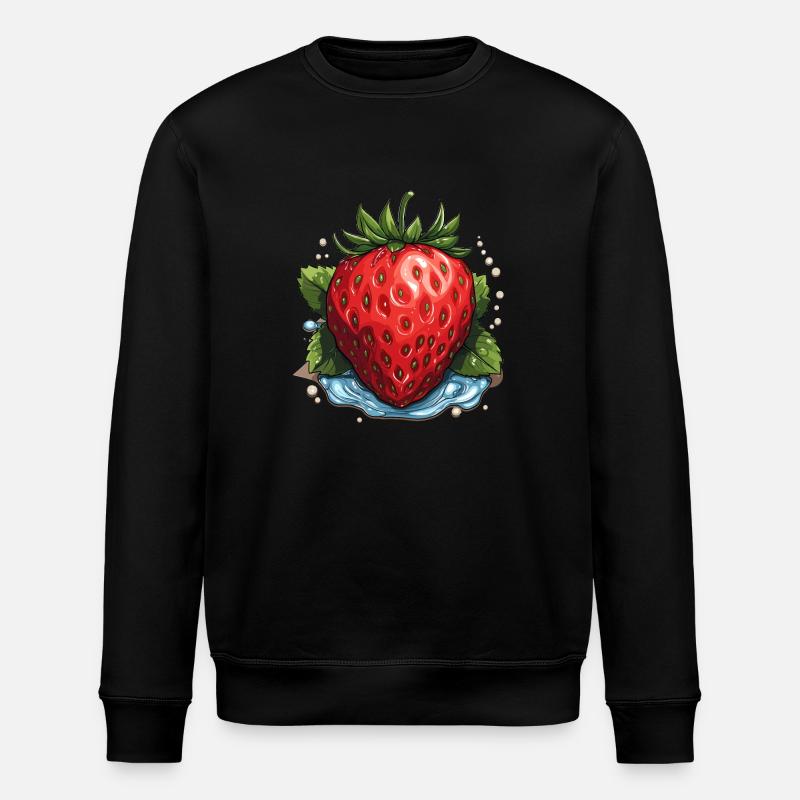 Erdbeere - Illustration - Stanley/Stella Unisex Bio-Sweatshirt ROLLER - Schwarz