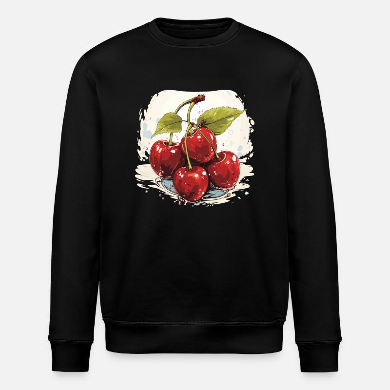 Kirsche - Illustration - Stanley/Stella Unisex Bio-Sweatshirt ROLLER - Schwarz