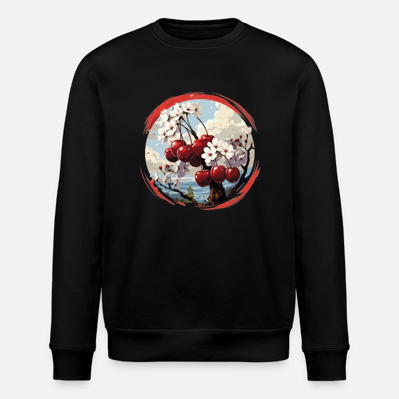 Kirsche - Illustration - Stanley/Stella Unisex Bio-Sweatshirt ROLLER - Schwarz