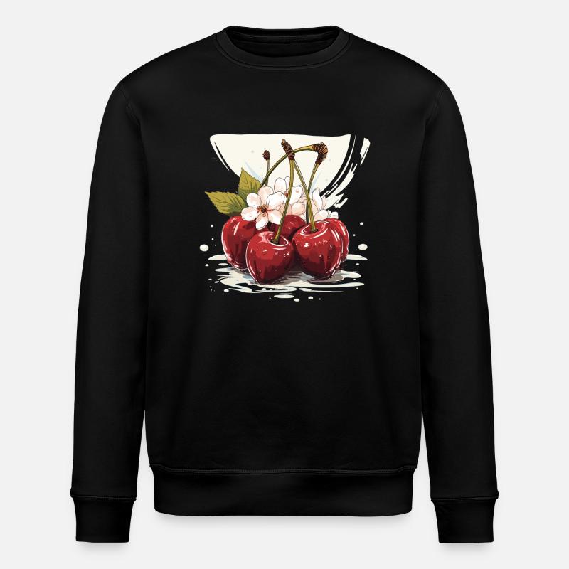 Kirsche - Illustration - Stanley/Stella Unisex Bio-Sweatshirt ROLLER - Schwarz