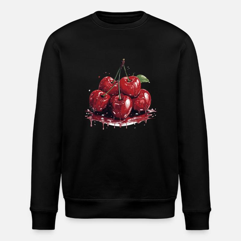 Kirsche - Illustration - Stanley/Stella Unisex Bio-Sweatshirt ROLLER - Schwarz