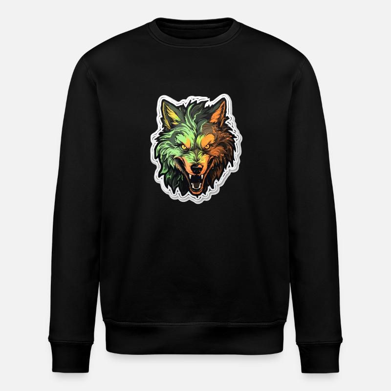 Wolf - Illustration - Stanley/Stella ROLLER Unisex Organic Sweatshirt - black