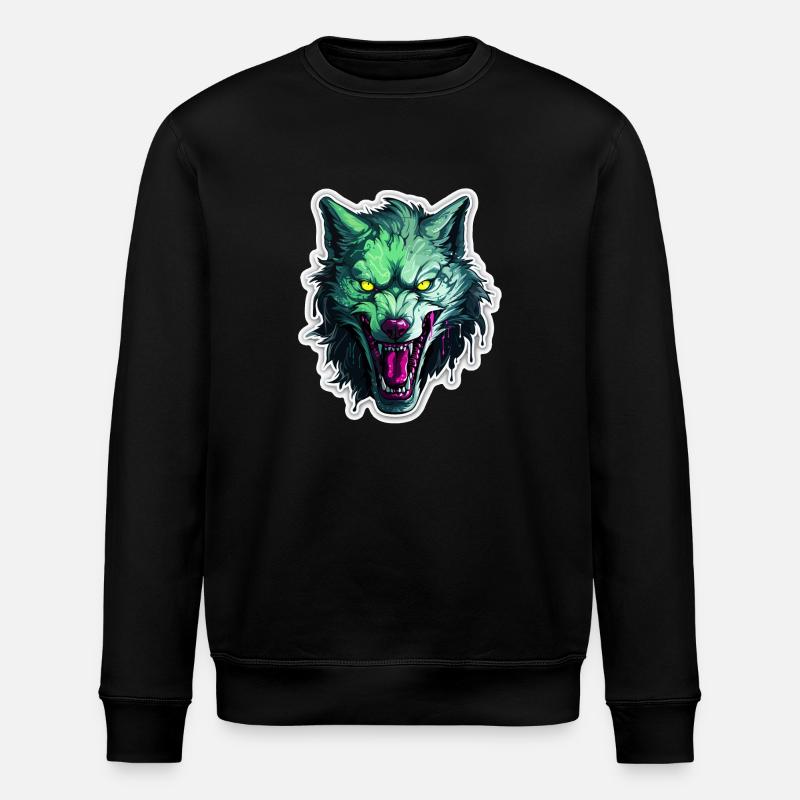 Loup - Illustration - Sweat bio ROLLER Stanley/Stella Unisexe - noir