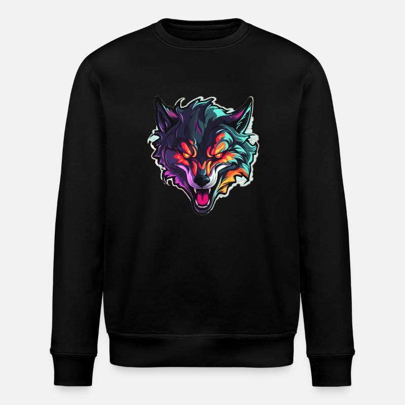 Wolf - Illustration - Stanley/Stella Unisex Bio-Sweatshirt ROLLER - Schwarz