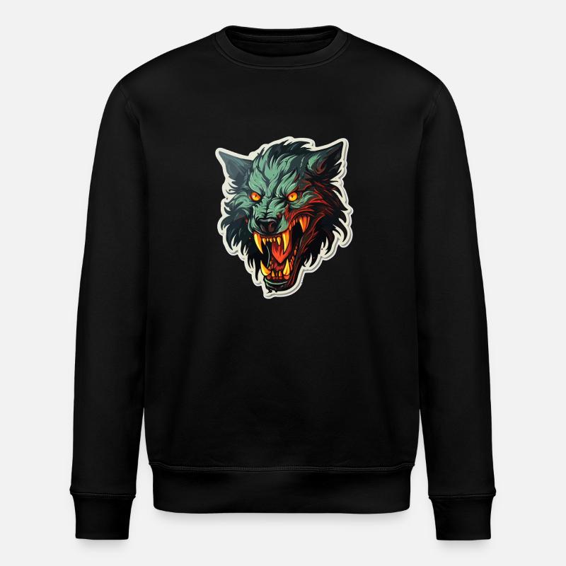 Wolf - Illustration - Stanley/Stella ROLLER Unisex Organic Sweatshirt - black