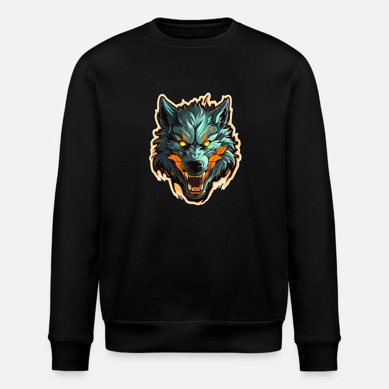 Wolf - Illustration - Stanley/Stella ROLLER Unisex Organic Sweatshirt - black