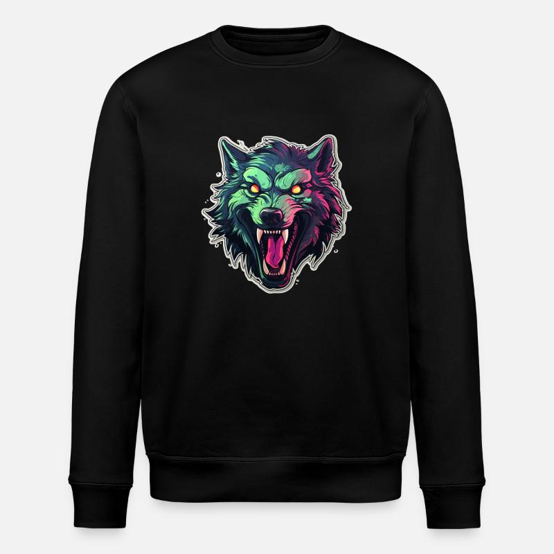 Wolf - Illustration - Stanley/Stella ROLLER Unisex Organic Sweatshirt - black
