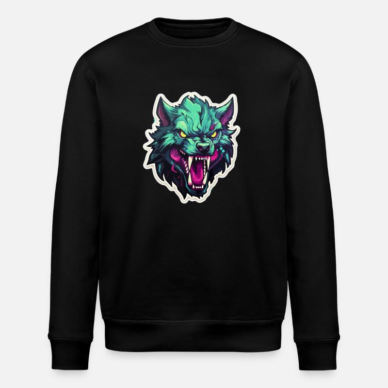 Wolf - Illustration - Stanley/Stella ROLLER Unisex Organic Sweatshirt - black