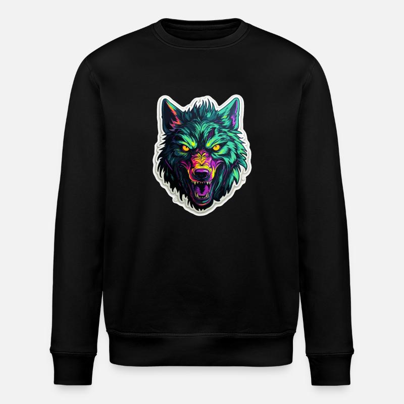 Wolf - Illustration - Stanley/Stella Unisex Bio-Sweatshirt ROLLER - Schwarz