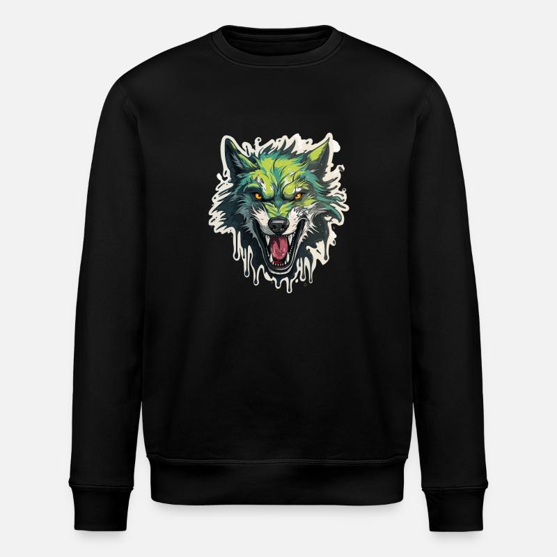 Wolf - Illustration - Stanley/Stella ROLLER Unisex Organic Sweatshirt - black