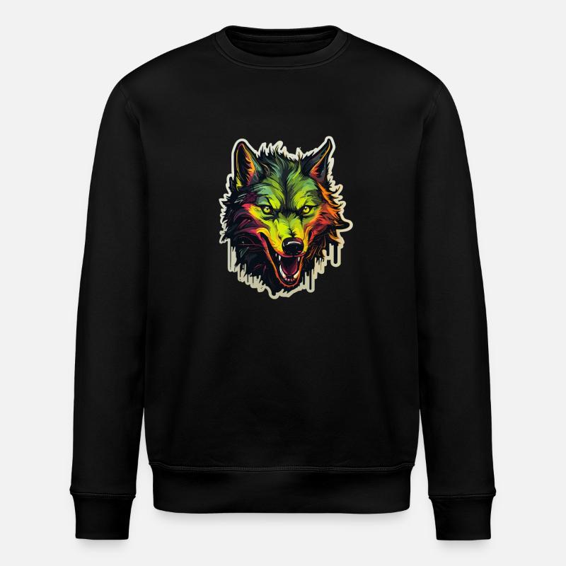 Wolf - Illustration - Stanley/Stella ROLLER Unisex Organic Sweatshirt - black