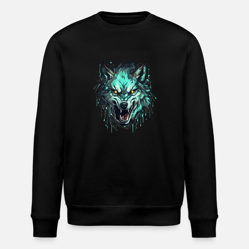 Loup - Illustration - Sweat bio ROLLER Stanley/Stella Unisexe - noir