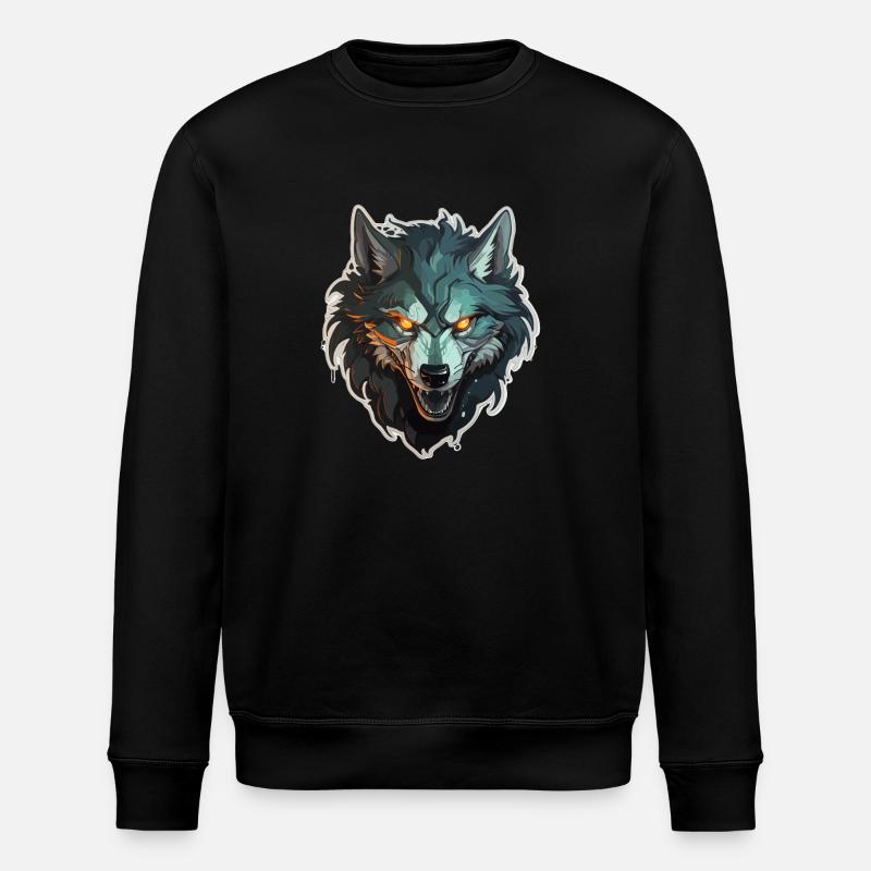 Loup - Illustration - Sweat bio ROLLER Stanley/Stella Unisexe - noir
