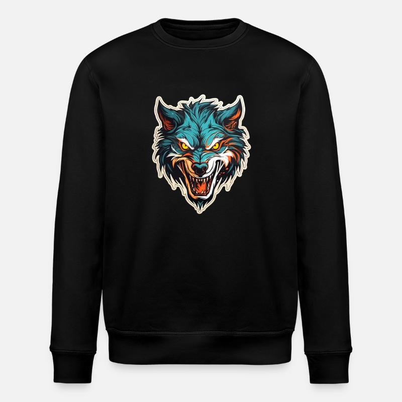 Wolf - Illustration - Stanley/Stella ROLLER Unisex Organic Sweatshirt - black