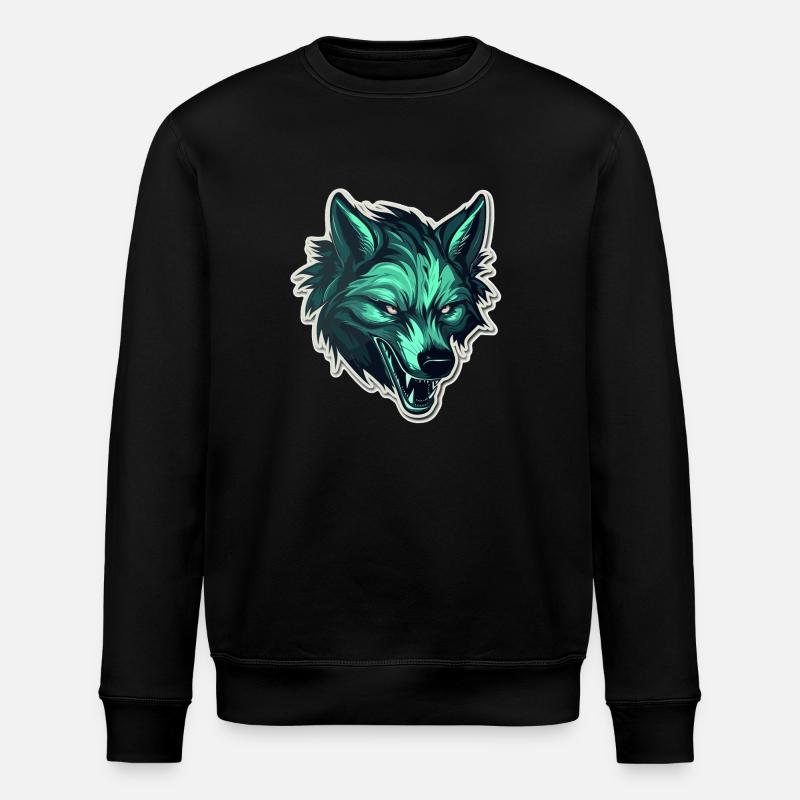 Wolf - Illustration - Stanley/Stella ROLLER Unisex Organic Sweatshirt - black