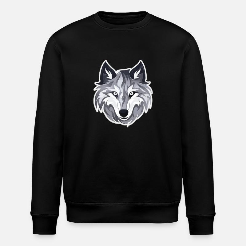 Wolf - Illustration - Stanley/Stella ROLLER Unisex Organic Sweatshirt - black