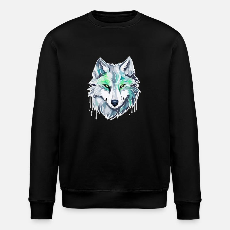 Loup - Illustration - Sweat bio ROLLER Stanley/Stella Unisexe - noir