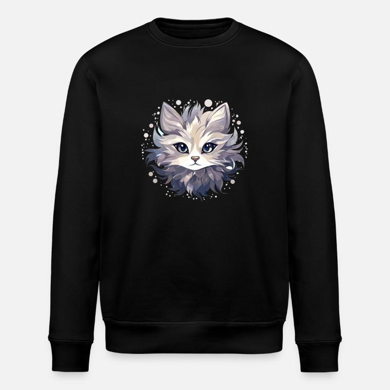 Katze - Illustration - Stanley/Stella Unisex Bio-Sweatshirt ROLLER - Schwarz