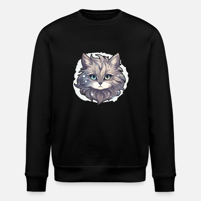 Cat - illustration - Stanley/Stella ROLLER Unisex Organic Sweatshirt - black