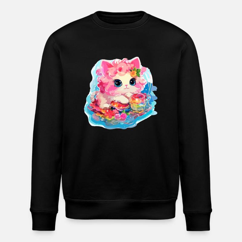 Katze - Illustration - Stanley/Stella Unisex Bio-Sweatshirt ROLLER - Schwarz