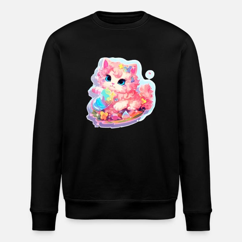 Katze - Illustration - Stanley/Stella Unisex Bio-Sweatshirt ROLLER - Schwarz