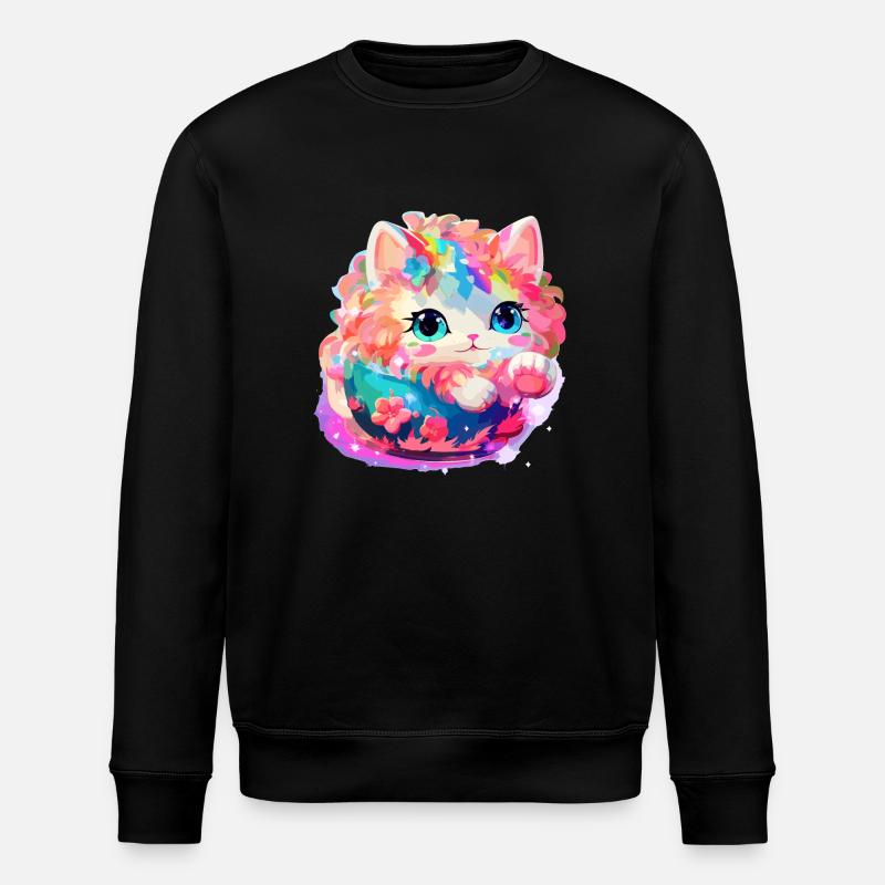 Katze - Illustration - Stanley/Stella Unisex Bio-Sweatshirt ROLLER - Schwarz