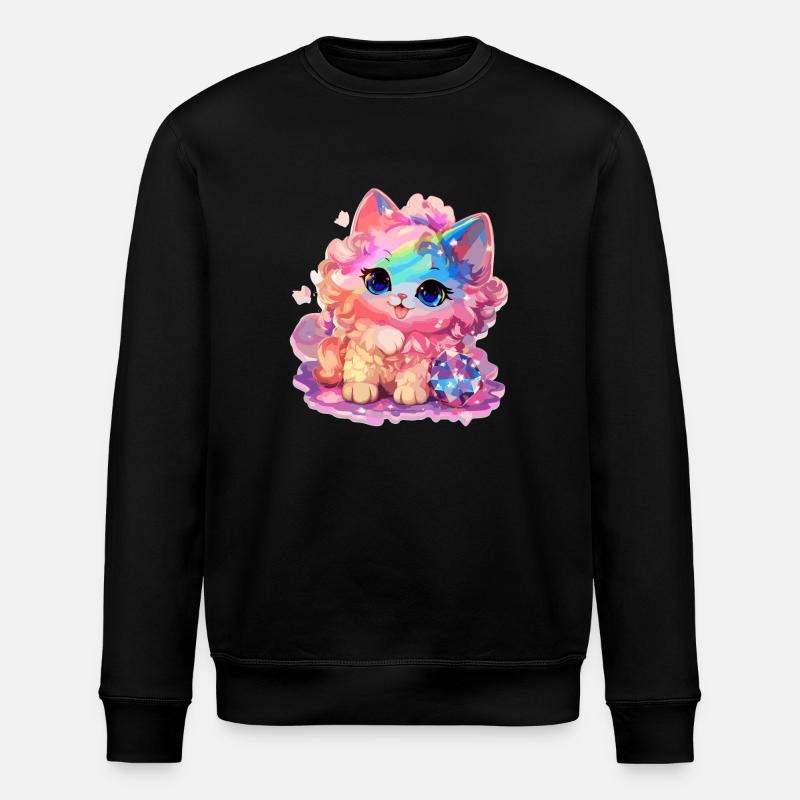 Katze - Illustration - Stanley/Stella Unisex Bio-Sweatshirt ROLLER - Schwarz