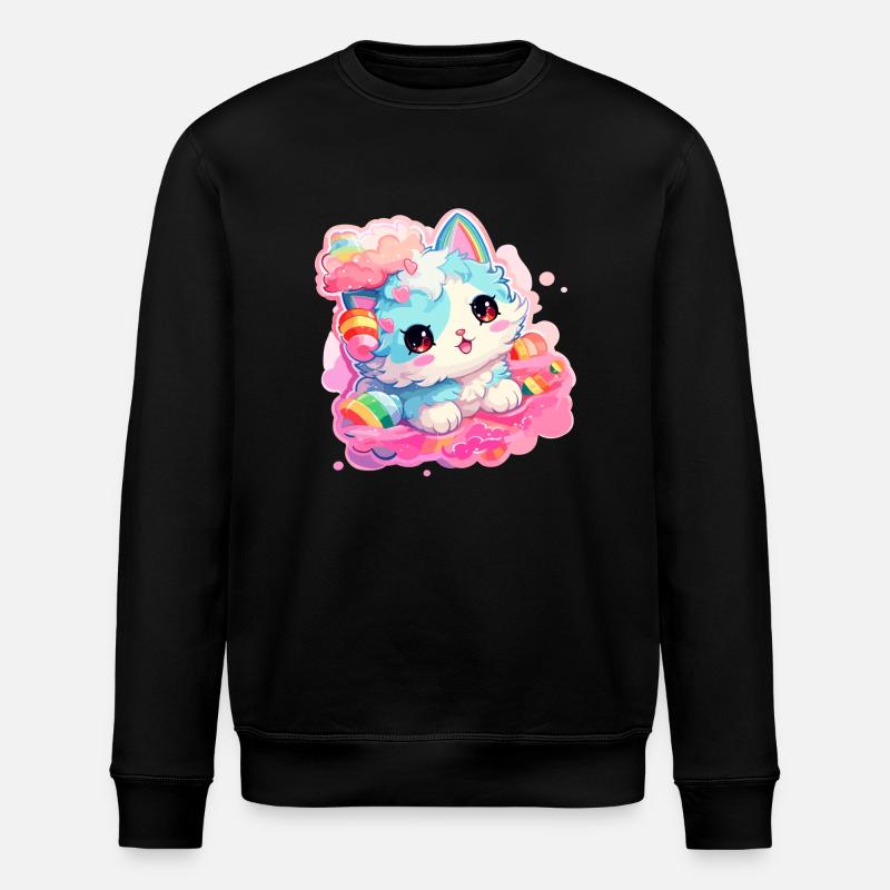 Katze - Illustration - Stanley/Stella Unisex Bio-Sweatshirt ROLLER - Schwarz