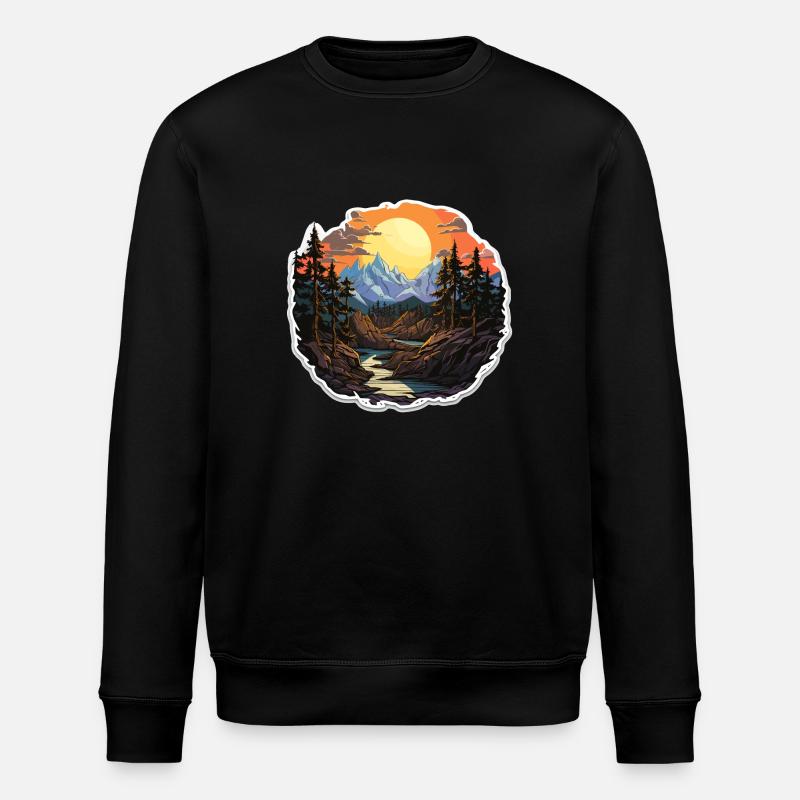 Landschaft - Illustration - Stanley/Stella Unisex Bio-Sweatshirt ROLLER - Schwarz