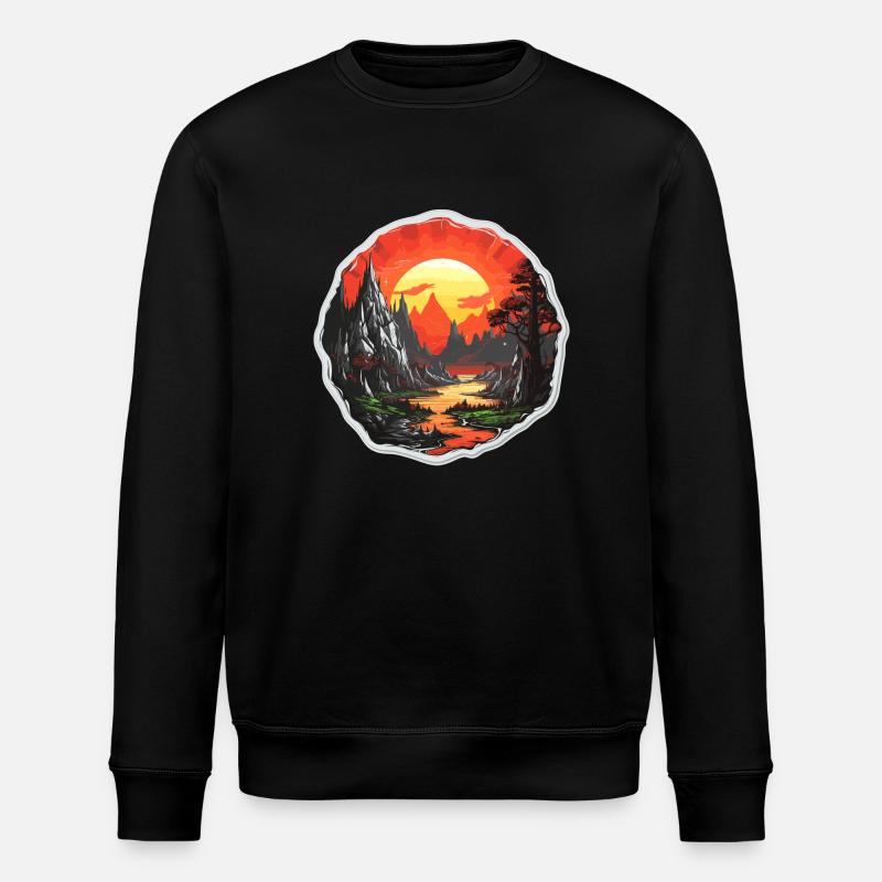 Landschaft - Illustration - Stanley/Stella Unisex Bio-Sweatshirt ROLLER - Schwarz