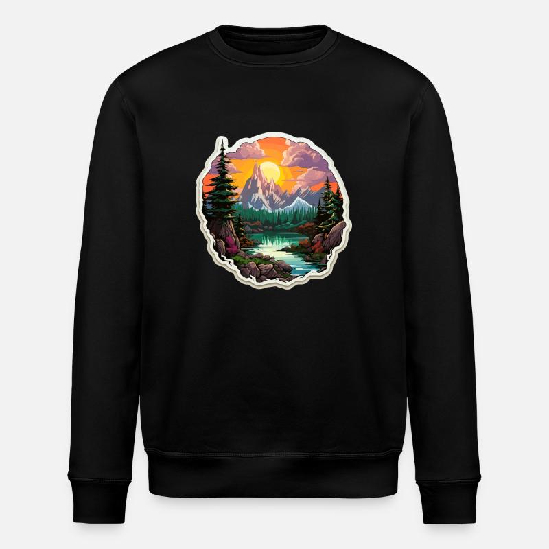 Landschaft - Illustration - Stanley/Stella Unisex Bio-Sweatshirt ROLLER - Schwarz