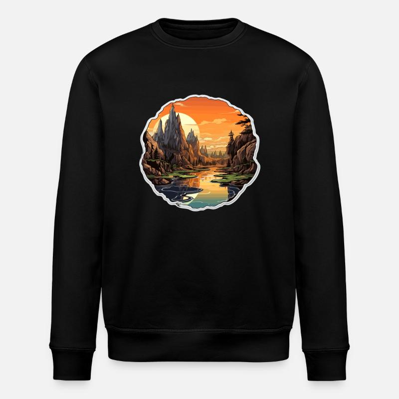 Landschaft - Illustration - Stanley/Stella Unisex Bio-Sweatshirt ROLLER - Schwarz