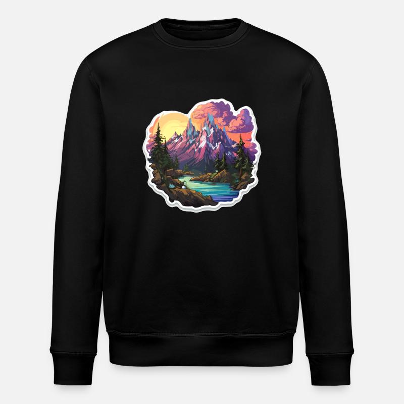 Landschaft - Illustration - Stanley/Stella Unisex Bio-Sweatshirt ROLLER - Schwarz