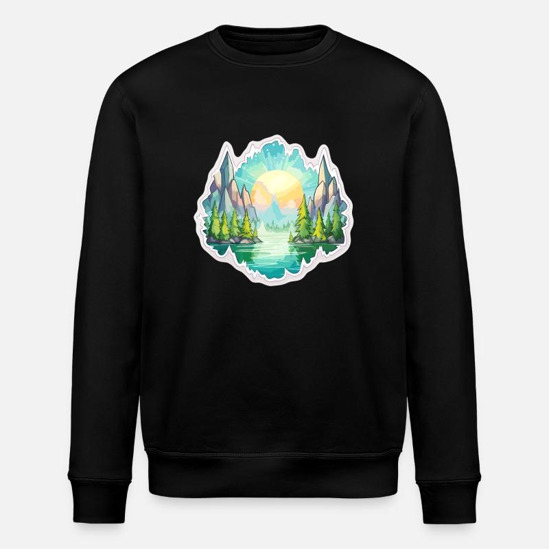 Landschaft - Illustration - Stanley/Stella Unisex Bio-Sweatshirt ROLLER - Schwarz